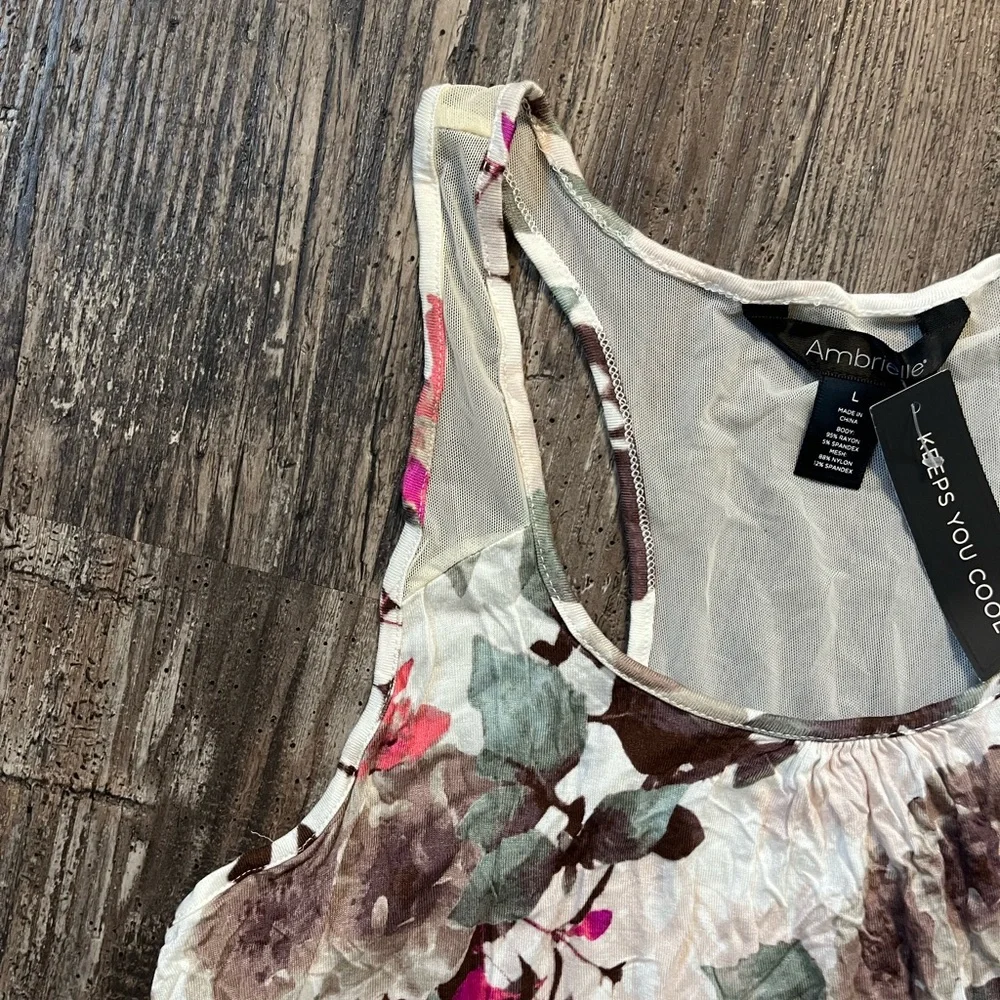 Ambrielle Nightgown Floral Print Sleep Dress NWT Cooling Design Women’s Size L - Picture 4 of 8